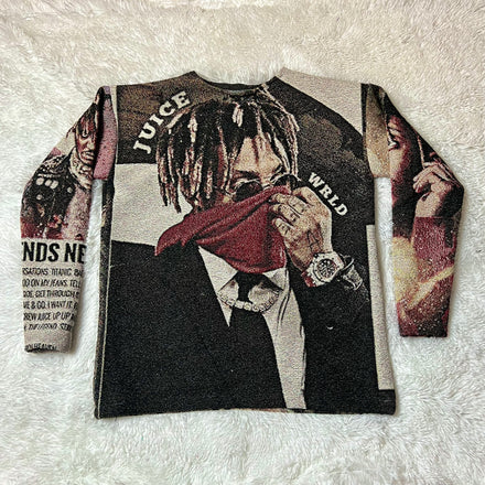 Juice Wrld Tapestry Sweater Born Again Offcl